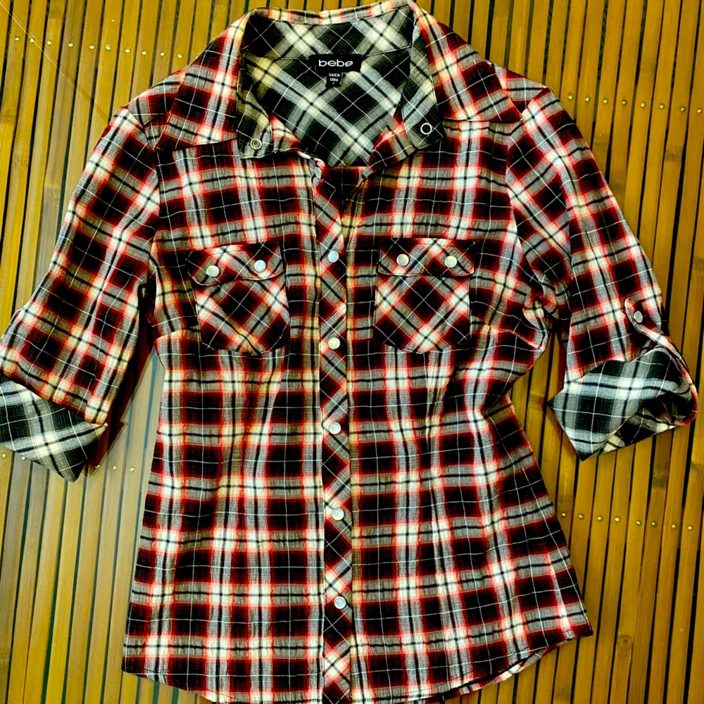 Bebe plaid shirt S